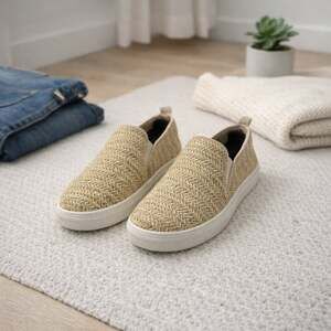 Nicole Miller New York Tonnille Woven Raffia Slip-On Sneakers Women’s 7